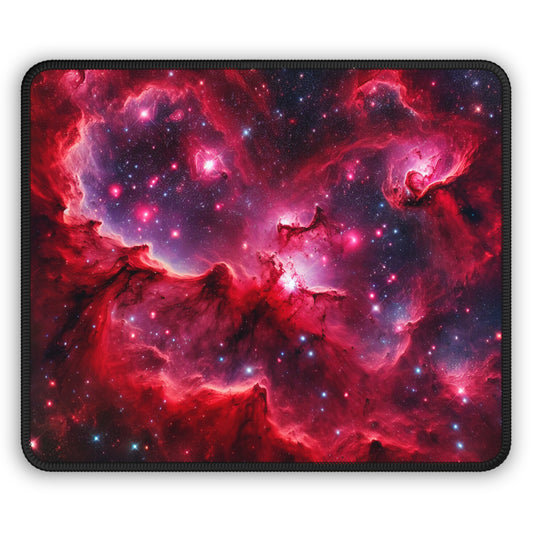 Red Galaxy Mouse Pad - 'Passion Nebula' - Cosmic Gaming & Office Decor