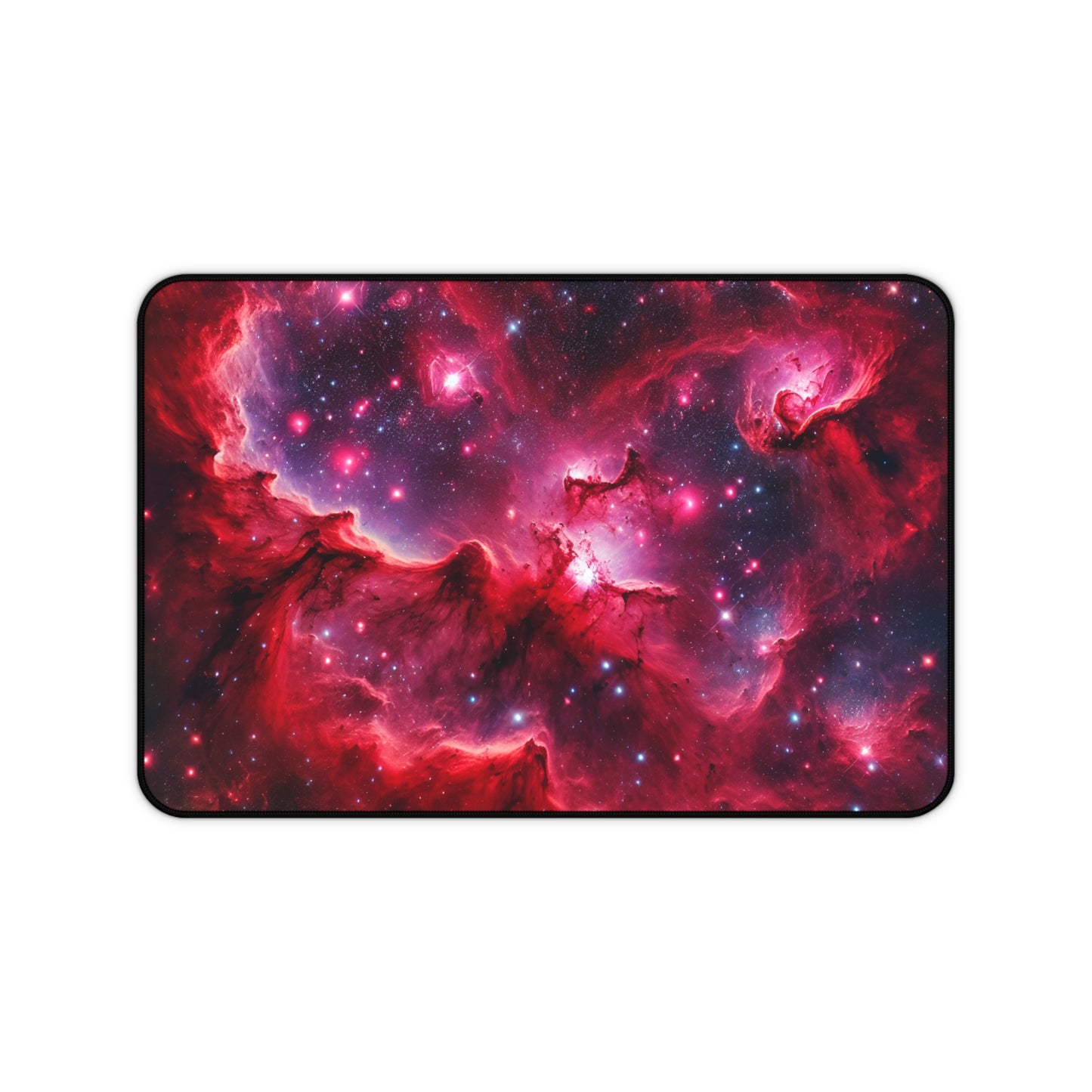 Red Galaxy Desk Mat - 'Passion Nebula' - Cosmic Gaming & Office Decor