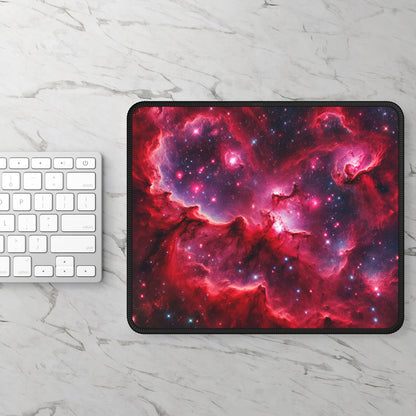 Red Galaxy Mouse Pad - 'Passion Nebula' - Cosmic Gaming & Office Decor